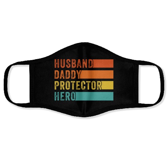Retro Husband Daddy Protector Hero Fathers day Face Masks