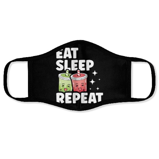 Eat Sleep Boba Tea Repeat Bubble Tea Lover Drinker Face Masks