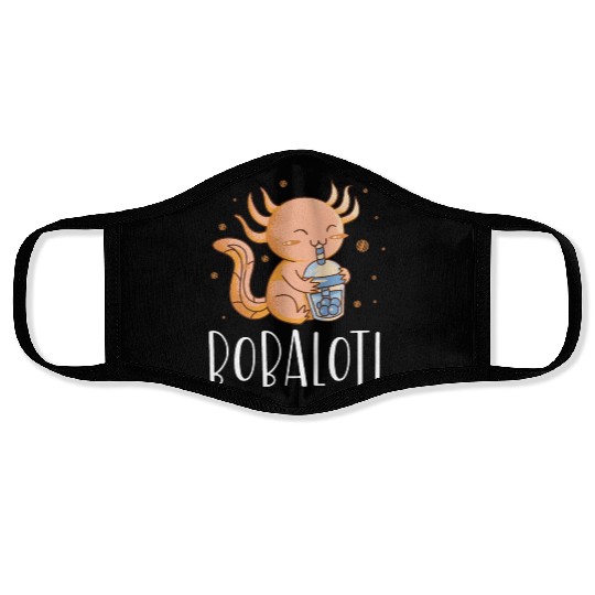 Bobalotl Bubble Tea Lover Boba Tea Drinker Axolotl Face Masks
