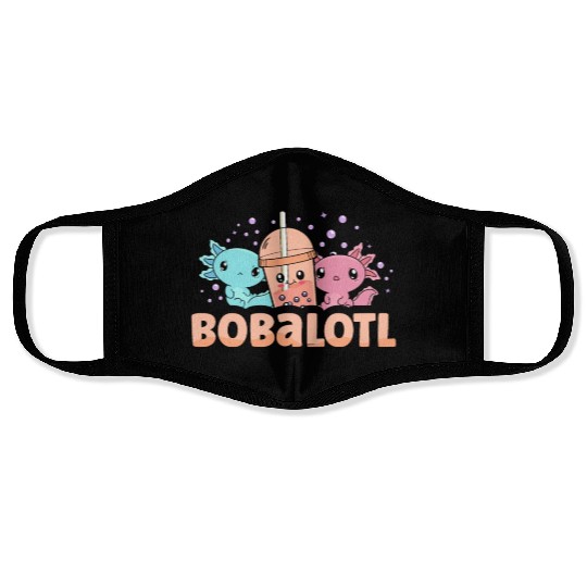 Bobalotl Bubble Tea Lover Boba Tea Drinker Axolotl Face Masks