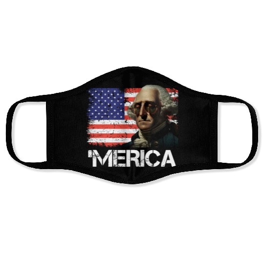 Merica George Washington Independence Day USA Face Masks