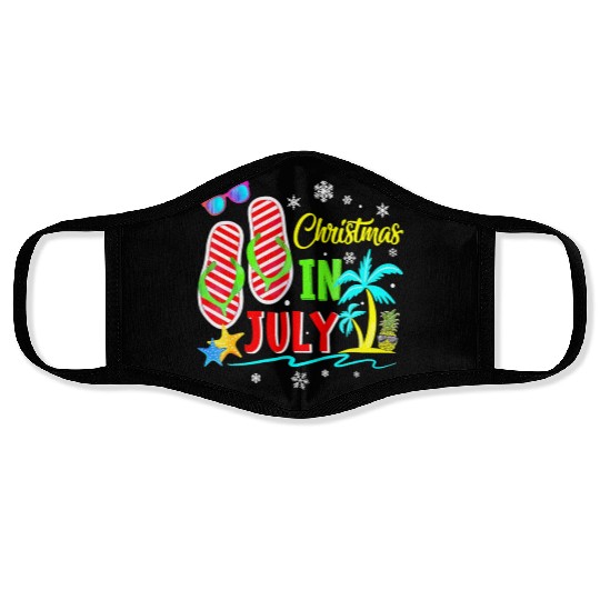 Christmas In July Flip Flops Funny Beach Summer Face Masks