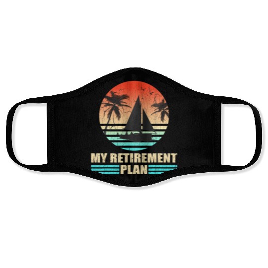 Retro Sailing Distressed Retirement Plan Face Masks
