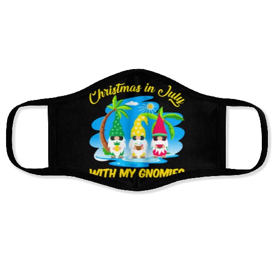 Christmas In July With My Gnomies Beach Summer Face Masks