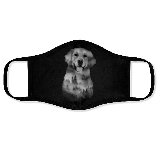 Dog Illustration Golden Retriever Dog Owner Dog Face Masks