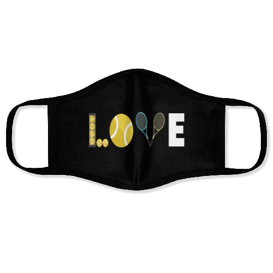 Tennis Love I Tennis Racket Tennis Ball Tennis Face Masks
