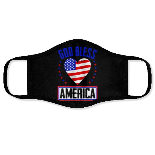 God Bless America Independence Day USA Patriot Face Masks