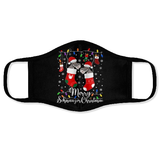 Merry Schnauzer Mini Schnauzer Xmas Face Masks