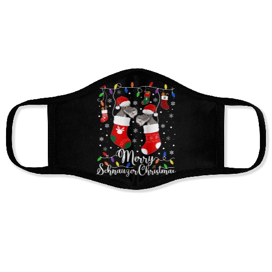 Merry Schnauzer Mini Schnauzer Xmas Face Masks
