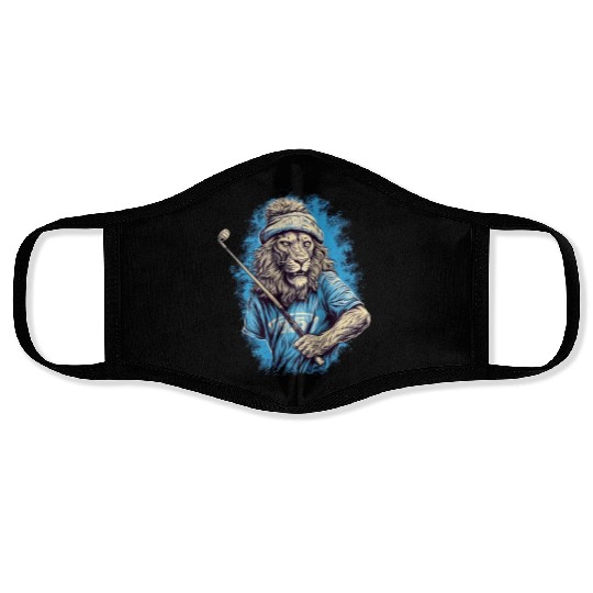 Golfer Lion Golf Club Golf Player Golfing Animal Face Masks