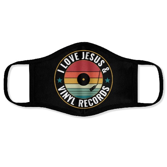 I Love Jesus And Vinyl Records Funny Vinyl Lover Face Masks