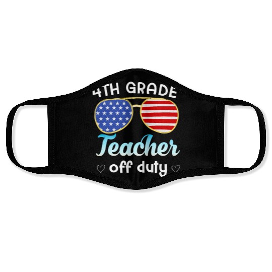 4th grade teacher off duty Face Masks