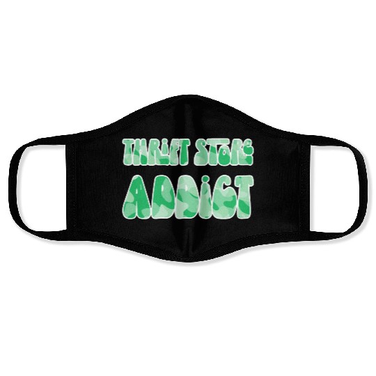 Thrift Store Addict green camo Face Masks