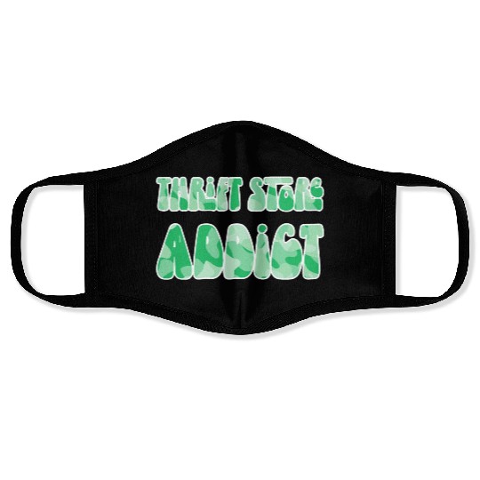 Thrift Store Addict green camo Face Masks