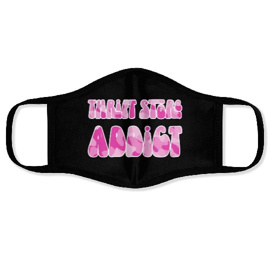 Thrift Store Addict pink camo Face Masks