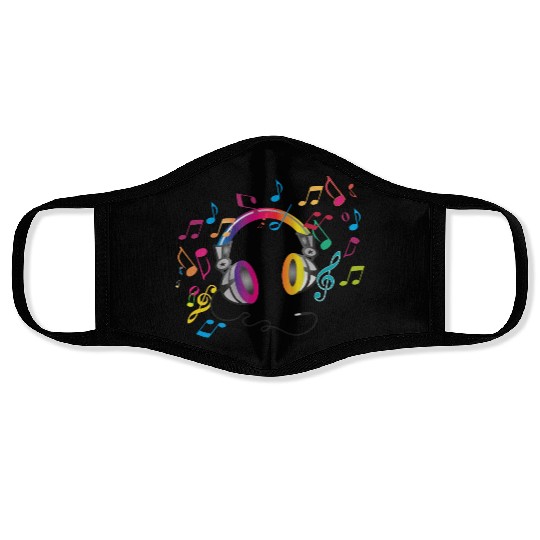 colorful headphone for music festival summer Face Masks