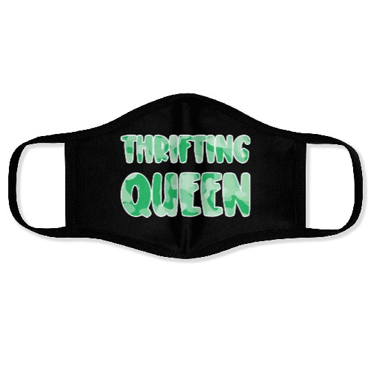 Thrifting Queen green camo Face Masks