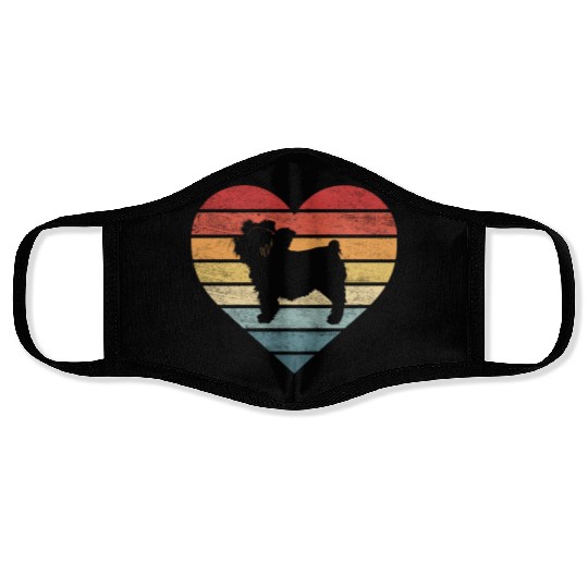 Yorkie Lover Retro Sunset Silhouette Face Masks