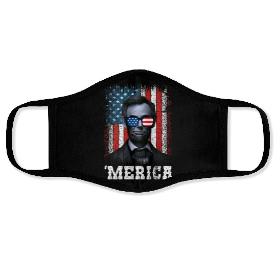 Merica Lincoln Independence Day Party 4th July Face Masks
