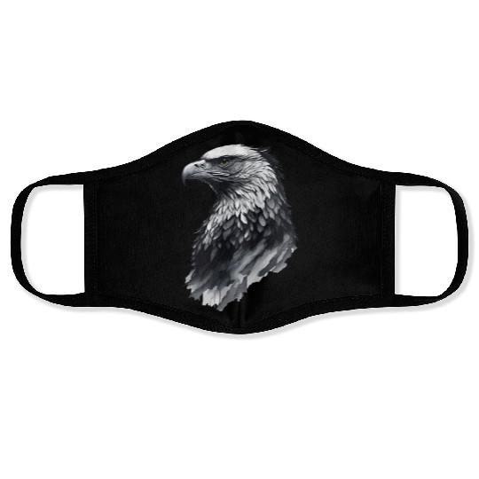Ink drawing eagle head artwork Face Masks