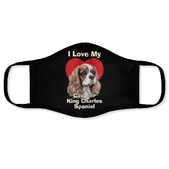 I Love My Cavalier King Charles Spaniel Puppy Dog Face Masks