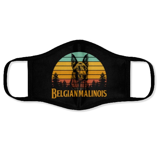 Belgian Malinois Retro Vintage Face Masks