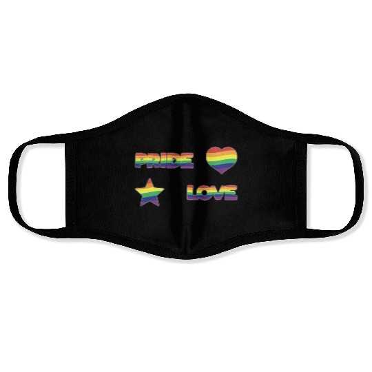 LGBTQ community stickers with flag star and heart Face Masks
