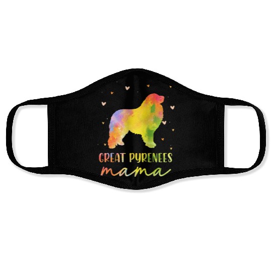 Great Pyrenees Mom Colorful Great Pyrenees Gifts Face Masks