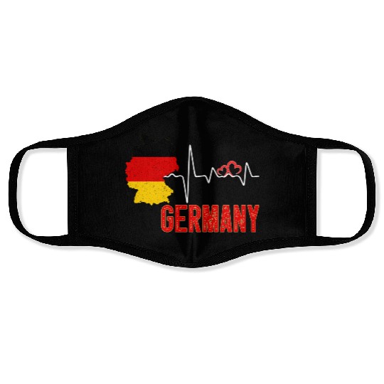 Germany Flag Map Heartbeat For German Pride Face Masks