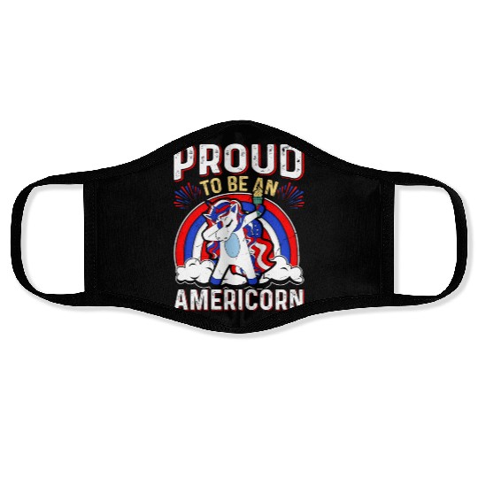 Proud to be an Americorn Unicorn Independence Day Face Masks
