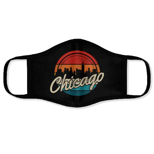 Chicago Skyline Illinois Pride Face Masks