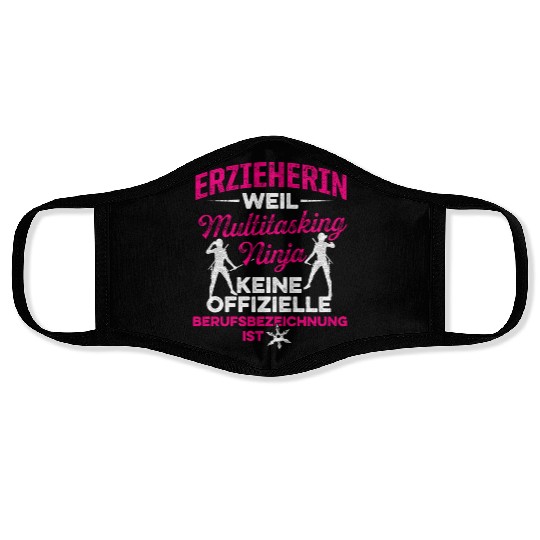 Educator As Ninja Kindergarten Teacher Face Masks