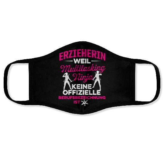 Educator As Ninja Kindergarten Teacher Face Masks