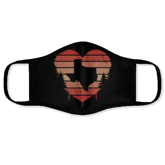 Cute Red Vintage Heart Texas Valentine Day Love Face Masks