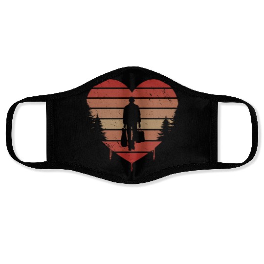 Cute Red Vintage Heart Thrifting Valentine Day Face Masks