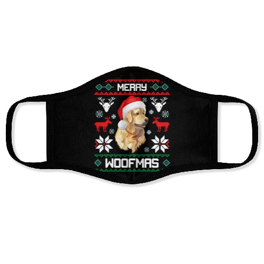 Golden Retriever Merry Woofmas For Face Masks
