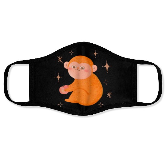Cute Monkey With Honey Peach Face Masks