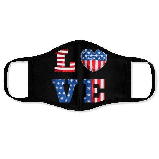 LOVE America Independence Day USA Patriots Face Masks