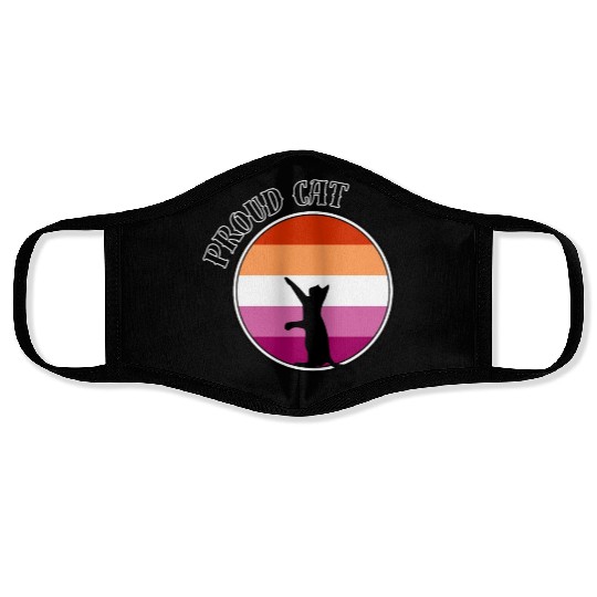 LGBTQ Proud Cat, Pride Month, Lesbian Flag Face Masks