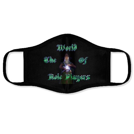 World of role players text with wizard Face Masks
