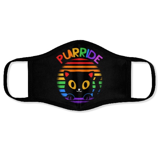 Purride Ally Cat Rainbow LGBT Pride Month Feline Face Masks