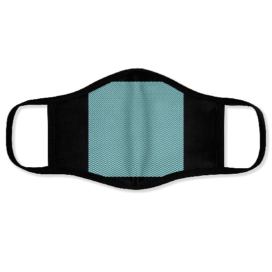 Retro Teal Chevron Pattern Face Masks
