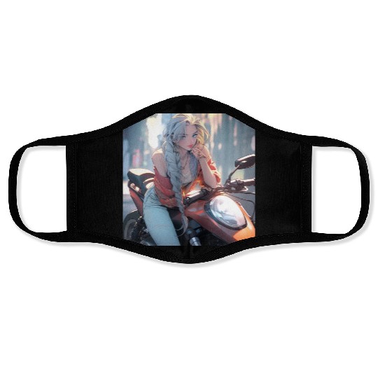 Cool Biker Chick Face Masks