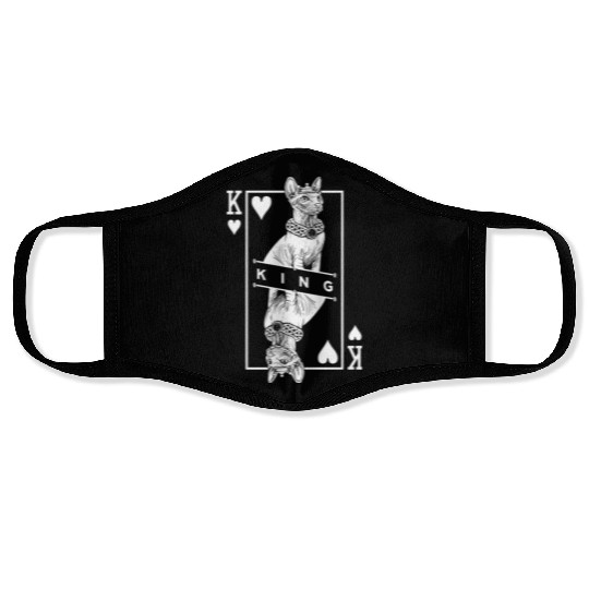 Sphynx Cat Lover King Of Hearts Funny Pop Art Face Masks