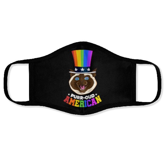 Purr-oud American 4th of July Rainbow Cat Feline Face Masks