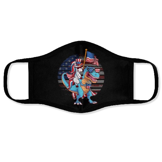 Amerisaurus Cat Lovers USA Party Independence Day Face Masks