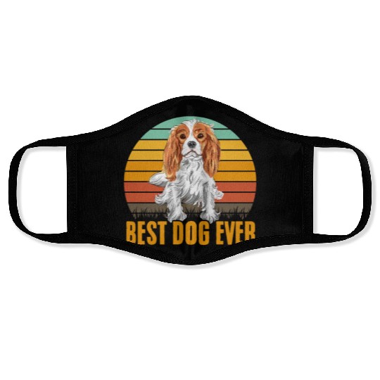 Best Dog Ever Cavalier King Charles Spaniel Retro Face Masks