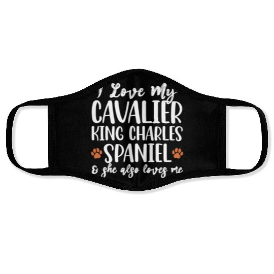 I Love My Cavalier King Charles Spaniel Face Masks