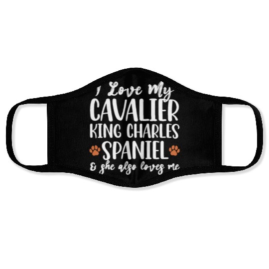 I Love My Cavalier King Charles Spaniel Face Masks