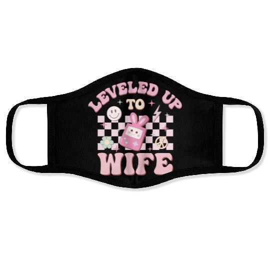 Leveled Up To Wife, Happy Game Day Face Masks